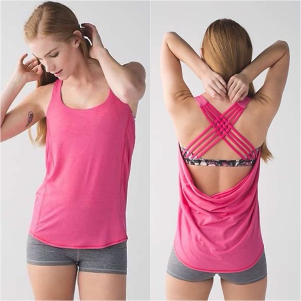 Lululemon Wild Hot Pink Butterfly Tank with Open Back